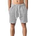 thumbnail image 2 of Heavyweight Knitted Shorts for Men Summer Casual Elastic Waist Jacquard Straight Leg Shorts with Pockets, 2 of 5