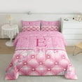 thumbnail image 2 of Manfei Personalized Initial E 3 Pieces Queen Comforter Set,Dreamy Pprincess Ultra Soft Bedding Sets,Bow Tie Butterfly Bedding Comforter Set,Bling Glitter Room Decor,Reversible, 2 of 8