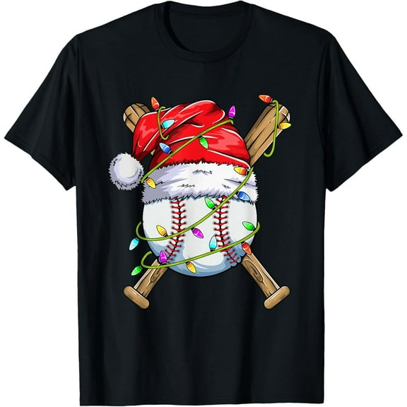 Santa Sports Design For Men Boys Christmas Baseball Player T-Shirt