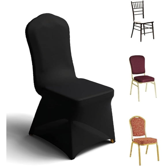 30 Pcs Spandex Chair Covers for Dining Chairs Stretch Polyester Dining Chairs Slipcovers for Wedding Party Decor Banquet Flat-Front Chair Cover (Black)