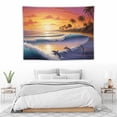 thumbnail image 5 of Sunset Jumping Dolphin Tapestrys Wall Hanging Teal Abstract Wall Tapestry for Dorm Living Room, 5 of 6