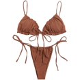 thumbnail image 1 of Maillot de Bain Triangle String à Bretelles Froncées avec Bord Volants, 1 of 4