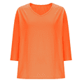 thumbnail image 2 of Aricy Women's Top,3/4 Length Sleeve Tops for Women V Neck T Shirts Solid Color Casual Loose Fit Base Tees Fashion Women Loose Tunic Tops Shirts, 2 of 3