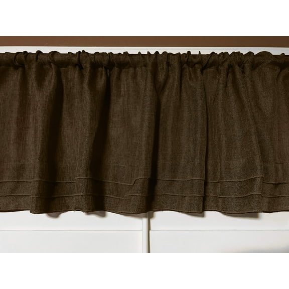 faux burlap window valance 58 wide brown with pleated ruffles