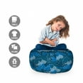 thumbnail image 2 of Blue and White Storage Toy Bag Chair, Hand-drawn Style Rain Clouds Wet Weather Theme, Stuffed Animal Organizer Washable Bag, Large Size, Blue Dark Blue, by Ambesonne, 2 of 3
