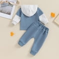 thumbnail image 3 of Bagilaanoe 2PCS Toddler Baby Boy Pants Set Contrast Color Long Sleeve Hooded Sweatshirt Tops + Drawstring Sweatpants 6M 12M 18M 24M 3T 4T Kids Casual Sweatsuits, 3 of 8