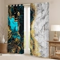 thumbnail image 2 of jejeloiu Abstract Fulid Art Curtains Pack of 2 (42x84 Each),Vintage Marble Desgin Curtains Blackout,Gold Blue White Bedroom Curtains For Adults,Breathable Home Decor, 2 of 6