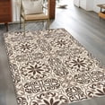 thumbnail image 3 of Brown Abstract Floral Washable Area Rug 3 x 5 ft Country Vintage Tribal Exotic Flower , Soft Non Slip Rugs Stain Repellent Indoor Felt Carpet for Living Dining Room Bedroom Home Office, 3 of 9