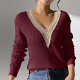 thumbnail image 1 of MKLEKYY Neck Sweater Women Womens Lapel V Neck Color Block Striped Sweaters Drop Shoulder Long Sleeve Pullover Tops, 1 of 1