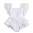 thumbnail image 1 of Cotton Bow Cute White Rompers Infant Baby Girl Clothes Lace Floral Ruffles Romper Party Outfits, 1 of 6