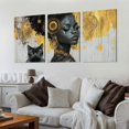 thumbnail image 2 of Large Black Wall Art - African American Black Girl Wall Art Colorful Black African Woman Black and Gold Canvas Picture Wall Decor for Living Room Bedroom Home Decoration, 2 of 6