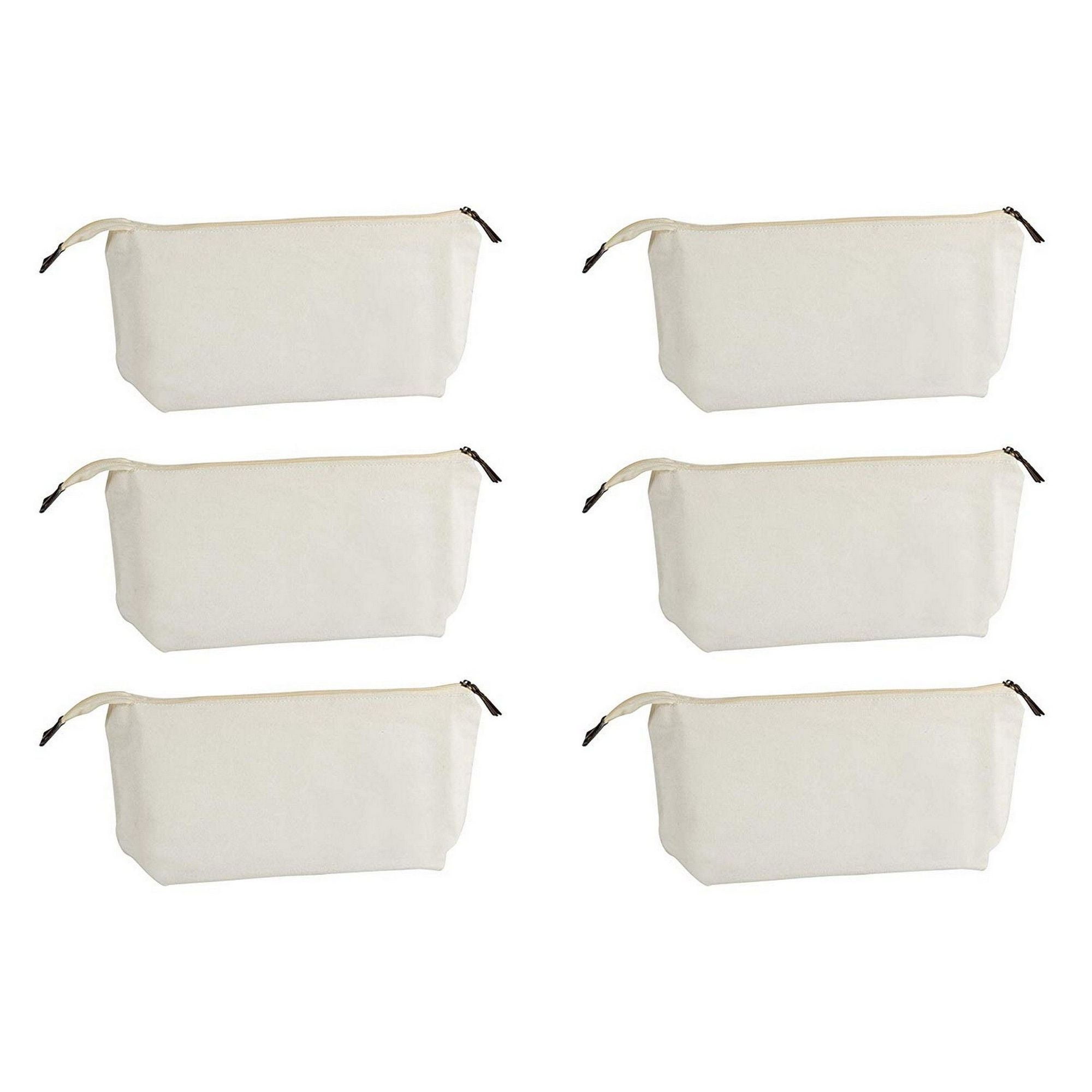 Multipurpose Cosmetic Bag with Zipper 6Pack Plain DIY Natural Make