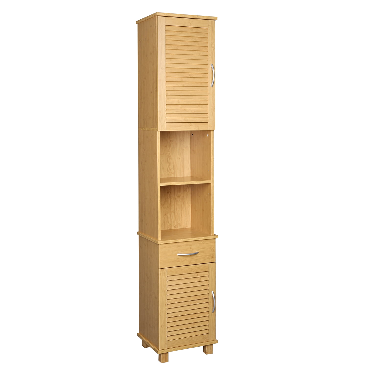 Floor Standing Tall Bathroom Storage with Shelves and