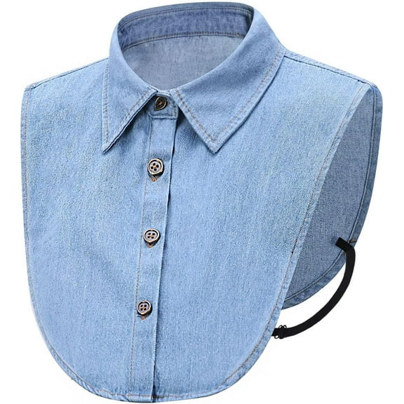 Zhengup Unisex Stylish Fake Collar Detachable Dickey Collar Half Shirt Blouse Peter Pan Faux Collar Denim False Collar for Women Men (Blue)