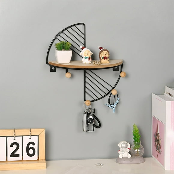 EGNMCR Iron Fan Shaped Storage Shelves Home Living Room Bedroom Study Dining Room Wall Hanging Decorations Hooks Iron Shelf