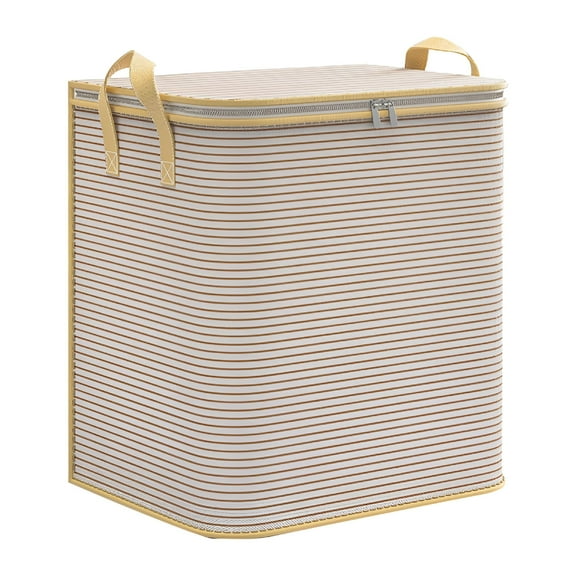 LAMIRO Laundry Hamper with Lid,Tall Laundry Baskets with Handles and Zipper,Heavy Duty Large Laundry Bin with Collapsible Design (Coffee) 19.68x13.77x18.11"