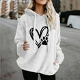 thumbnail image 2 of Womens Fleece Hoodies Cute Heart Dog Claw Printed Sweatshirts Long Sleeve Sherpa Crewneck Velvet Hoodie Winter Warm Pullover Outwears with Pockets, 2 of 6