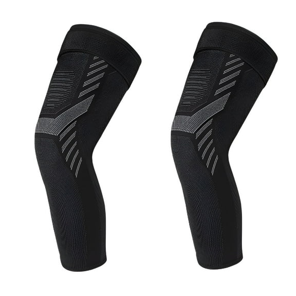 TELOLY 2Pack Long Compression Leg Sleeve Knee Compression Sleeves with Adjustable Straps Knee Brace for Men and Women for Sports Running Basketball Meniscus Tear Arthritis Acl Pain Relief