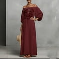 thumbnail image 5 of Gamivast Dresses for Women Off Shoulder Lantern Sleeve Loose Fit Maxi Dress Floral Embroidered Detail Flowy Flattering Elegant Vacation Party Spring Dresses, 5 of 6