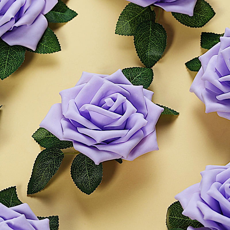 Pack of 12pcs Lavender Artificiail Rose Flower with Single Stem 14 Lenth stem DIY Home Decoration Wedding Prom Party Bride Bouquet Table Centerpiece and Flower Ball Chair Flower