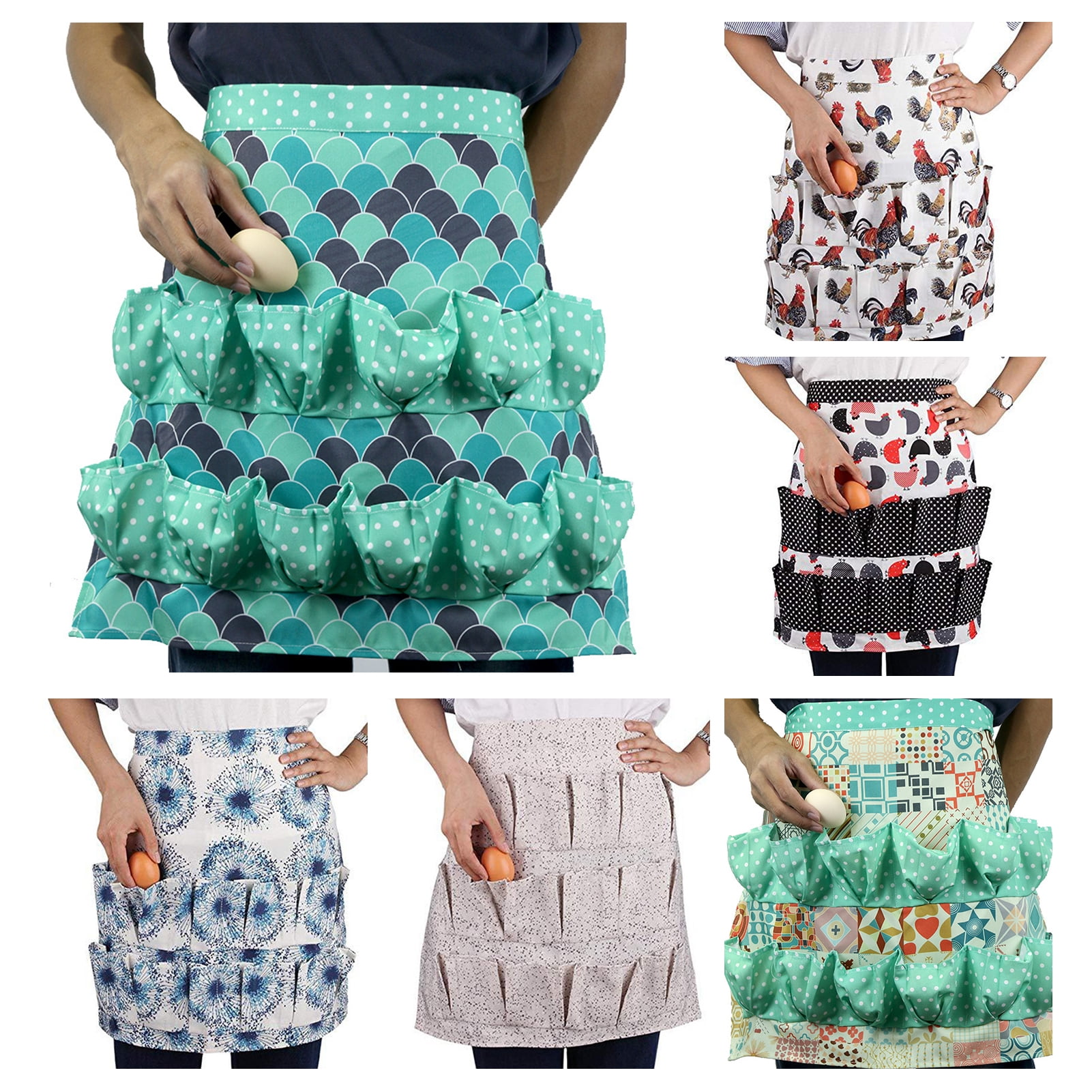 Leaveforme Apron Printing Anti-stain Multifunctional Multi-pocket Egg  Collecting Apron for Farm