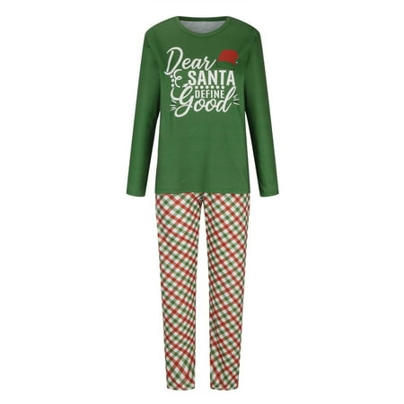 

Honeeladyy Christmas Family Pajamas Christmas Fashion Women Mommy Printed Top+Pants Family Matching Pajamas Set Green Sales