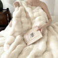 thumbnail image 5 of H&D Faux Rabbit Fur Blanket Pillow not included- Bubble Blanket-Luxury Plush Velvet Throw, , Ultra-Soft Fleece, Warm Cozy Winter Blanket, Fluffy, Lightweight, solid color, 5 of 6