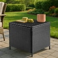 thumbnail image 6 of SUREGO Outdoor Storage Side Table, 27 Gallon PE Wicker Patio End Table with Lid for Furniture Covers, Gardening Tools, Toys, Black Rattan, 6 of 9