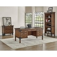 thumbnail image 3 of Rustic Open Wood Bookcase Office Shelving Storage Cabinet Fully Assembled Brown, 3 of 6
