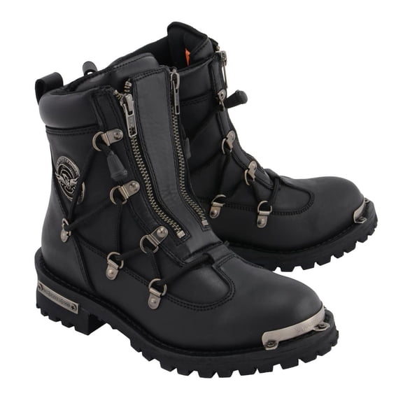 Milwaukee Leather MBL9375 Women's Premium Black Leather Diamond 6-Inch Twin Zipper Lock Motorccycle Riding Boots 5