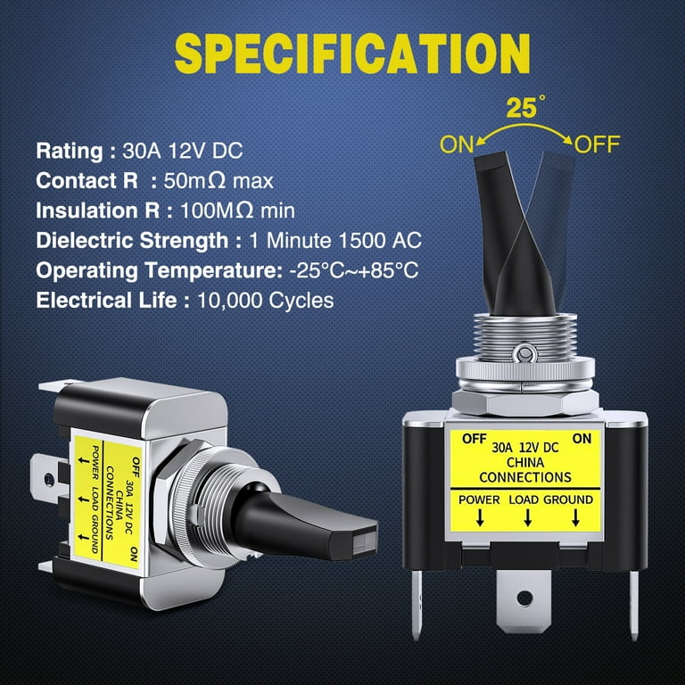 Nilight 5PCS LED Toggle Switch ON Off 12V 30A Yellow LED Lighted