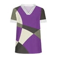 thumbnail image 4 of Wycnly Summer Tops for Women Summer Tops for Women Plus Size Lightweight Loose Lace Trim Tunic Tops Casual Geometric Print Blouses Girls V-Neck Short Sleeve T-Shirts, 4 of 5