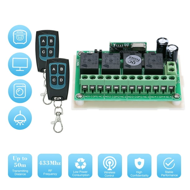 DC 12V 4CH Channel 433Mhz Wireless RF Switch Long Range Wireless Remote  Control Switch DC12V RF Relay Receiver Module Transmitter Toggle Switch  1527 