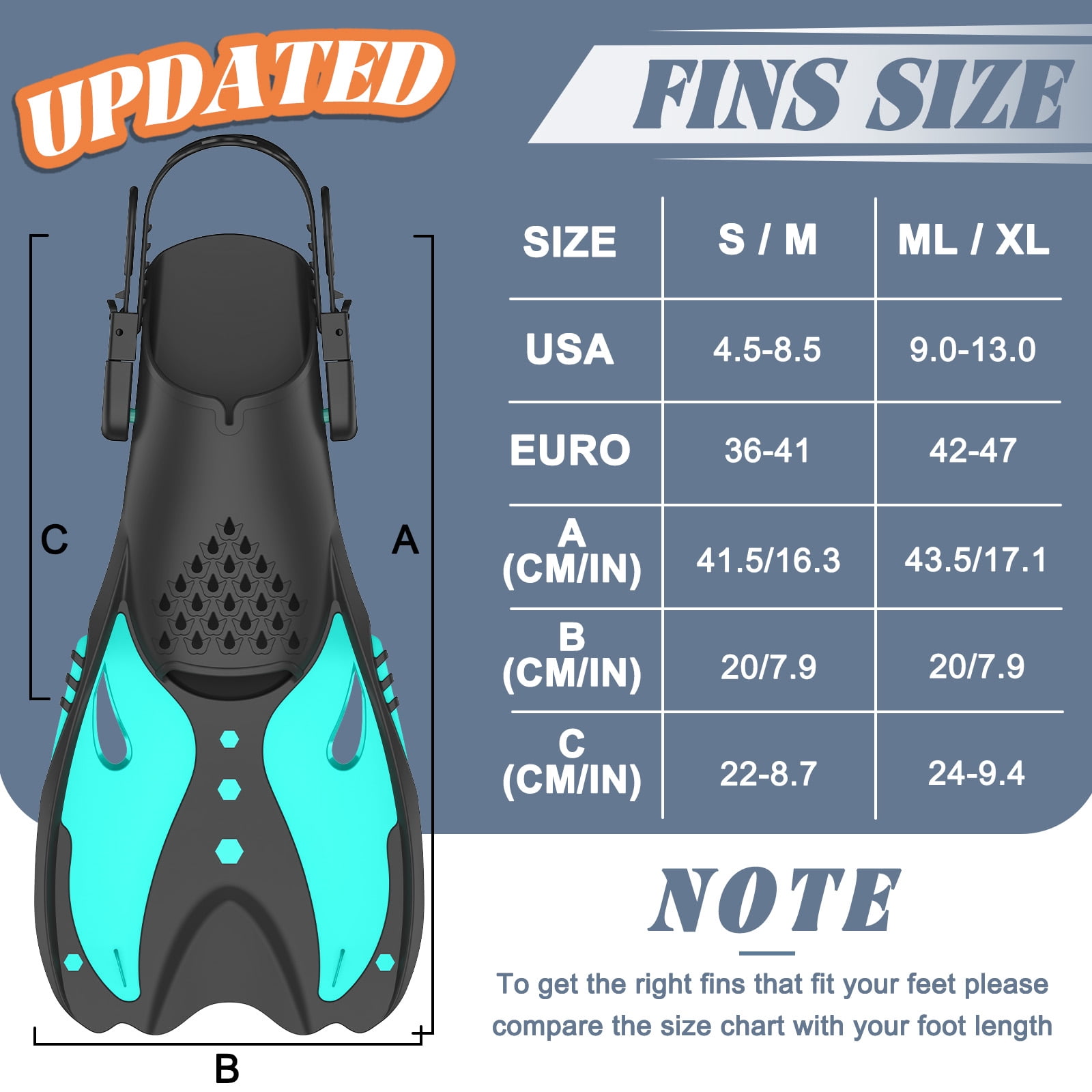 MATEPROX Adult Swim Fins Adjustable Short Blade Dving Flippers Travel Size for Snorkeling-S/M,Green