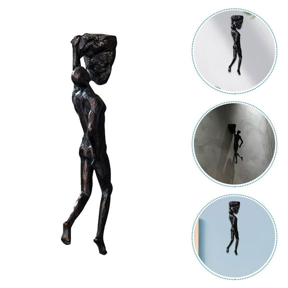 FUEENIRVA 1Pack Climbing Man Statue Hanging Wall Figurine Black Resin Retro Industrial Style Wall Decor for Living Room
