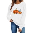 thumbnail image 4 of Halloween Crewneck Sweatshirt Women Halloween Printed Round Neck Loose Long Sleeve Pullover Tops Happy Fall Yall Sweatshirt Women and Plus Size French Terry Long Sleeve Shirt, 4 of 6