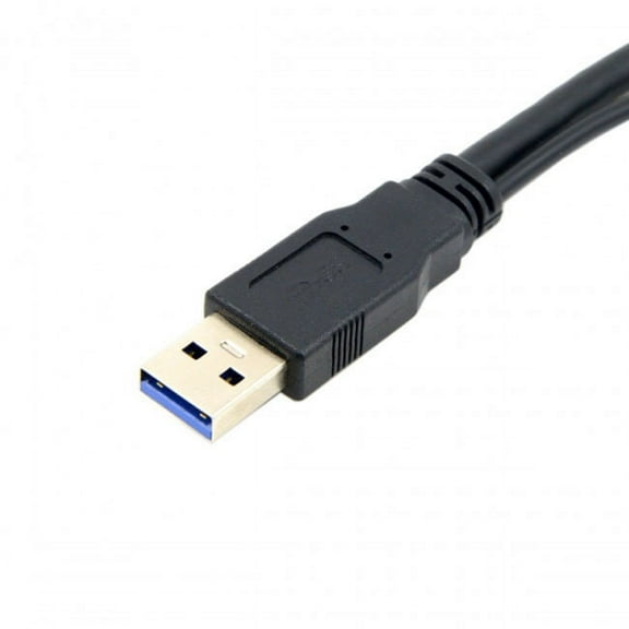FVH Black USB 3.0 Male to Dual USB Female Extra Power Data Y Extension Cable for 2.5" Mobile Hard Disk