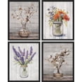 thumbnail image 3 of PixonSign 4 PCS Flowers Posters Lavender Cottonflower Framed Canvas Prints Wildflower Floral Botanical Print Nature Illustration Decorative Country/Farmhouse Modern Home Artwork - 11"x14" Black, 3 of 5