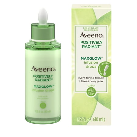 Aveeno Positively Radiant MaxGlow Infusion Drops Serum, 1.35 fl. (Best Drugstore Brand Vitamin C Serum)