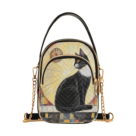 Cross Body Fashion Shoulder Waist Purse Bags Mystical Black Cat at Dawn Pocket Handbags