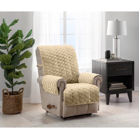 Innovative Textile Solutions 1-piece Fairmont Diamond Plush Recliner Furniture Cover  Gold