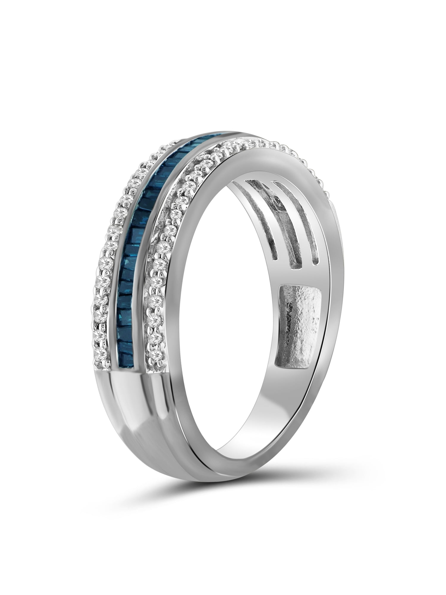 JewelersClub Diamond Rings for Women – 1/2 Carat Blue & White Diamond Ring Jewelry– Sterling Silver Bands for Women –– Ring by JewelersClub