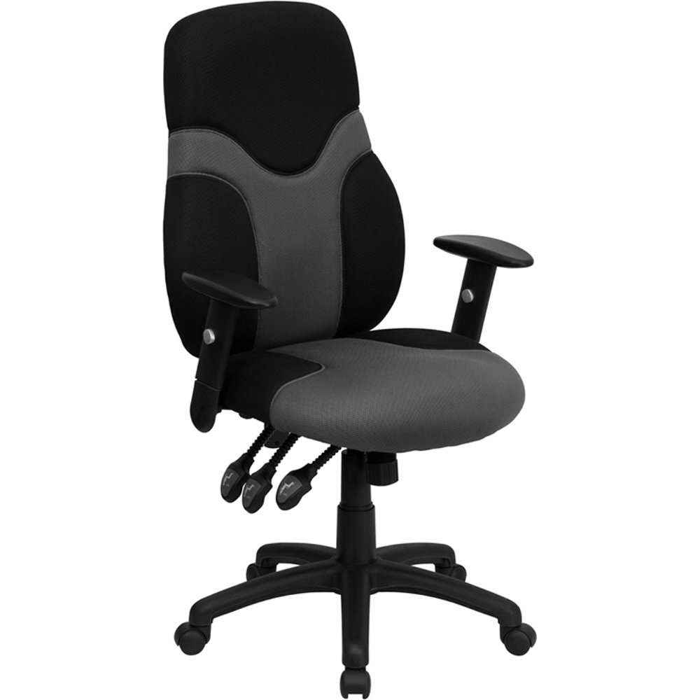 High Back Ergonomic Black/Gray Mesh Swivel Task Office Chair w
