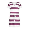 thumbnail image 4 of ReTeiv Summer Dresses for Women 2024,Women's Summer Casual Fashion Printed Drawstring V Neck Short Sleeve Dress, 4 of 5