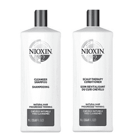 ($93 Value) Nioxin System 2 Cleanser and Scalp Shampoo and Conditioner Therapy Duo, 33.8 oz each