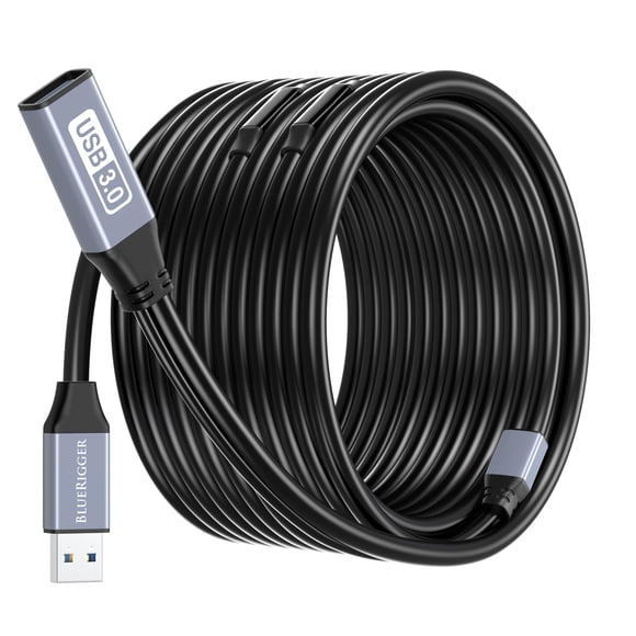 BlueRigger USB 3.0 Extension Cable (100FT, Active, 5Gbps, In-Wall CL3 Rated, Type A Male to Female Adapter Cord) - Long USB Repeater Extender for VR Heads