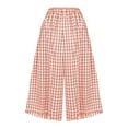 thumbnail image 4 of Delliss Culottes For Women's Elastic Waist Loose Wide Leg Pants With Pocket Orange M, 4 of 5