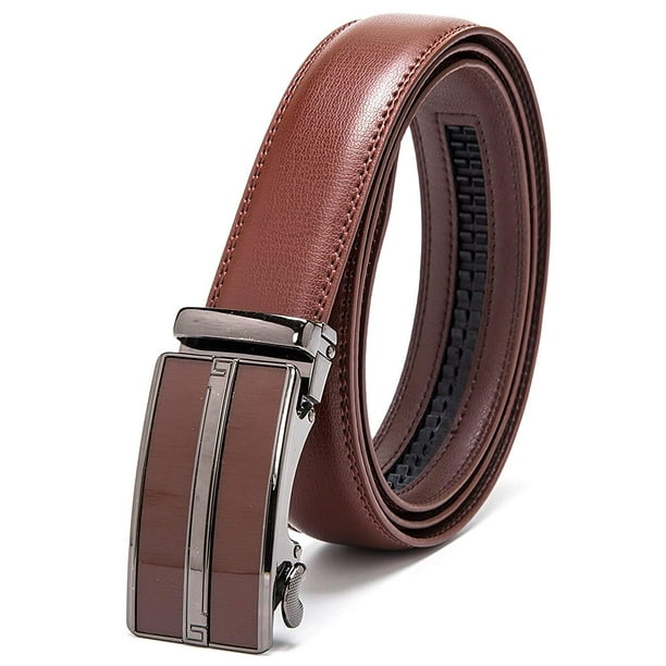 KM Legend Men's Leather Automatic Buckle Ratchet Dress Belt for Men