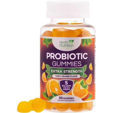 Probiotic Gummies for Women & Men - 5 Billion CFUs Gut Health Support Gummy, Daily Probiotics Supplement for Digestive Health Gummy, Probiotic Strains for Immune Support, Non-GMO & Vegan - 60 Gummies