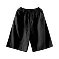 thumbnail image 4 of Endives Womens Cotton Linen Short Slim Solid Color Linen Pant Women Elastic Waist Short Pants Black, 4 of 4